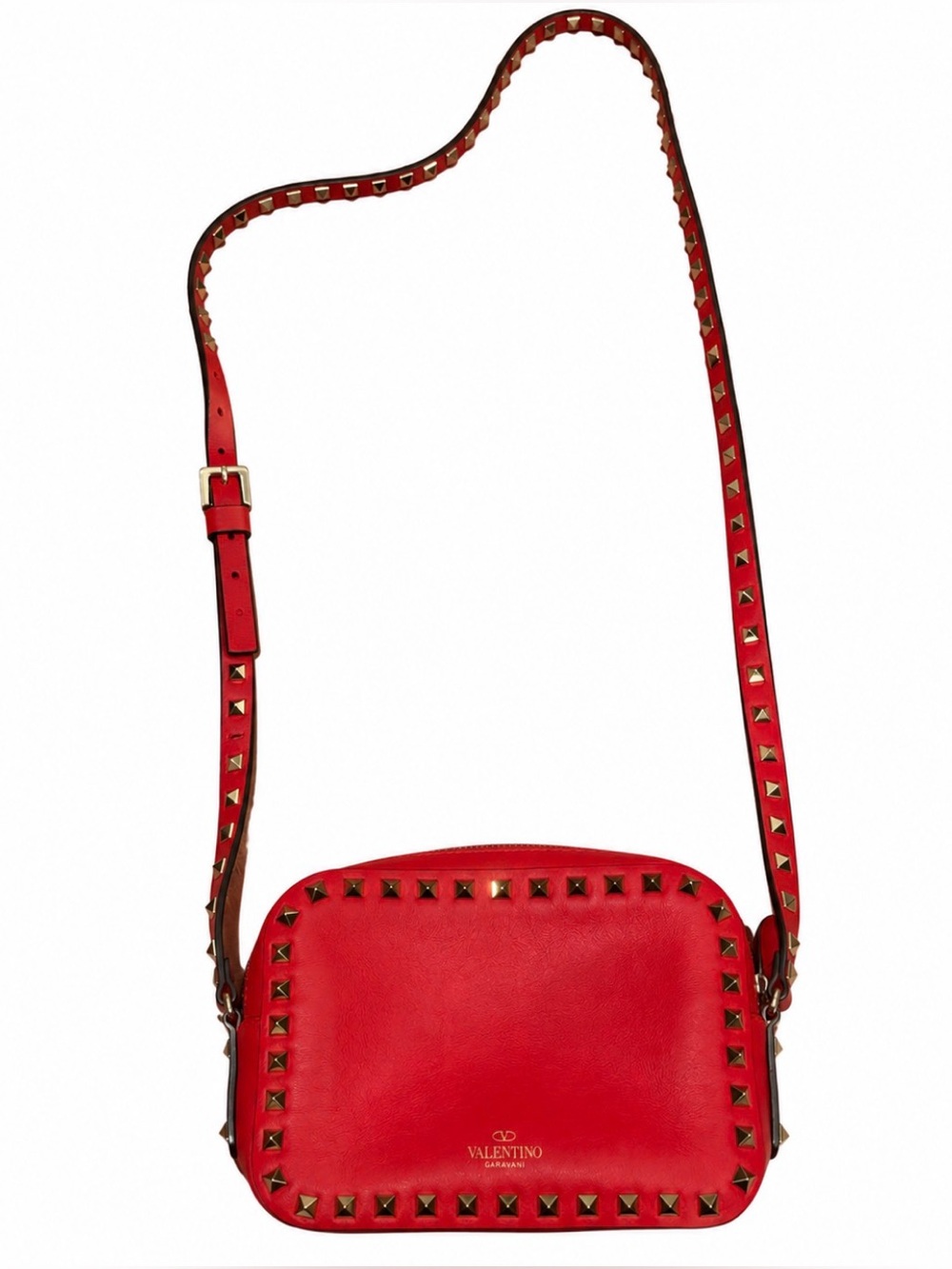 Valentino Garavani Rockstud Camera Crossbody Bag Red